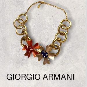 𝅺: : GIORGIO ARMANI Chunky Gold Chain Necklace with Resin Flowers : :
